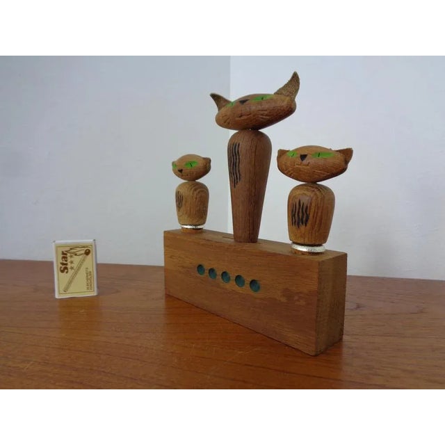 Oak Cat Corkscrew Bottle Opener and Cork, 1960s For Sale - Image 6 of 16