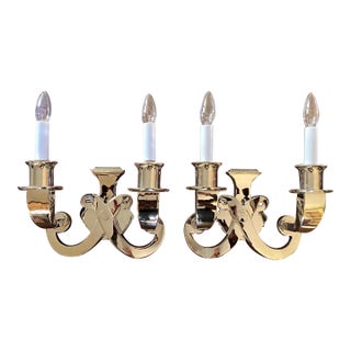 Pair of Polished Nickel J. Randall Powers Sconces for Visual Comfort For Sale