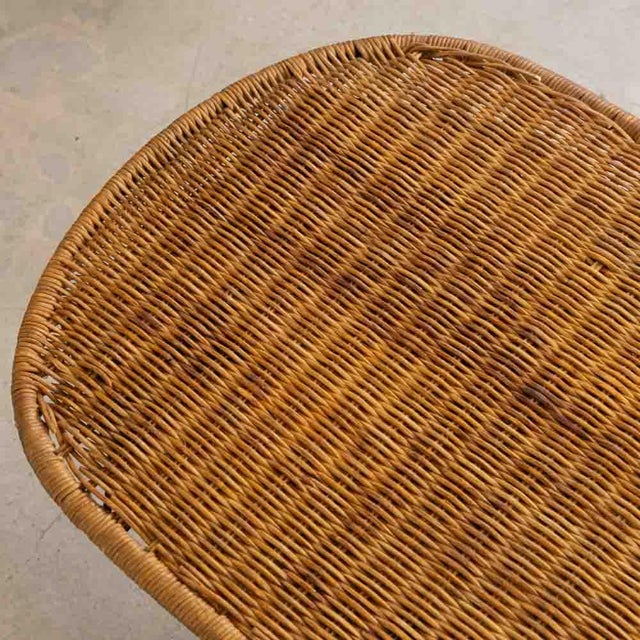 Tan 1950s French Wicker and Iron Coffee Table For Sale - Image 8 of 11