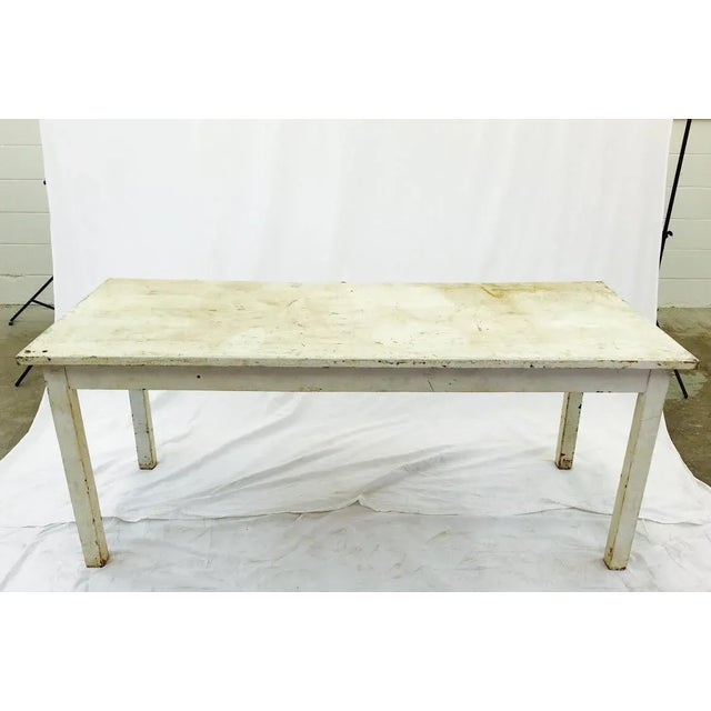 Vintage and primitive white wooden factory table. From North Carolina Textile Mill. Industrial chic. Ruff n Tumble and....