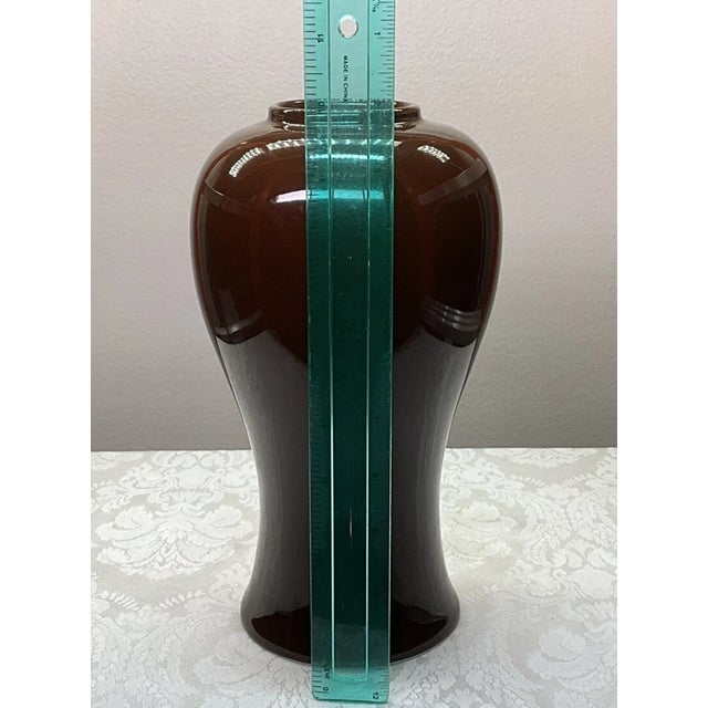 Mid-Century Modern Vintage Tiffany & Co. Tiffany Gallery Collection 1998 Chocolate Brown Glaze Rare Vase For Sale - Image 3 of 6