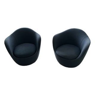 DWR Lina Swivel Chairs X2 / Made in Italy / Dark Navy For Sale