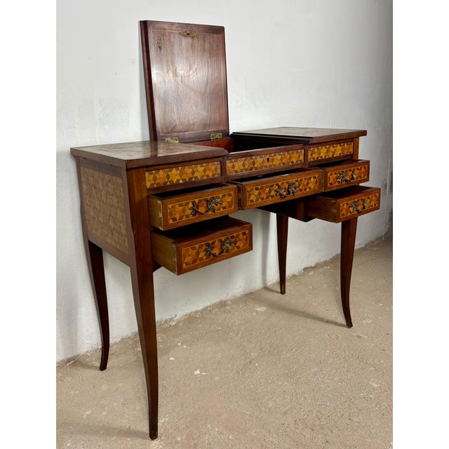 20th Century Spanish Marquetry Vanity Desk with Drop Leaves For Sale - Image 17 of 18