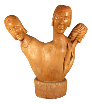 Vintage Pear Wood Sculpture, 1920s