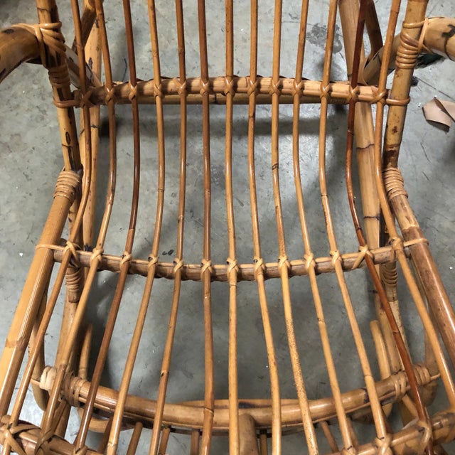 American 1970s Franco Albini Bamboo Rocking Chair For Sale - Image 3 of 9