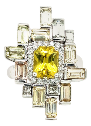 Natural Sapphire Diamond Ring 6.75 14k W Gold 13.3 TCW Certified