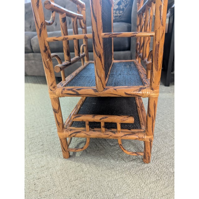 Gold Mid 20th Century Maitland Smith Style Asian English Tortoise Bamboo Magazine Rack Canterbury Stand For Sale - Image 8 of 12