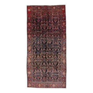 1960s Vintage Persian Hamadan Handmade Red Medallion Wool Rug