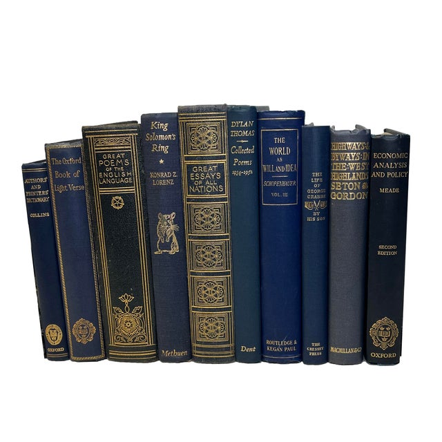 Mid-Century Modern Decorative Books - Vintage Navy Book Bundle - 1 Foot of Blue Books For Sale - Image 3 of 3