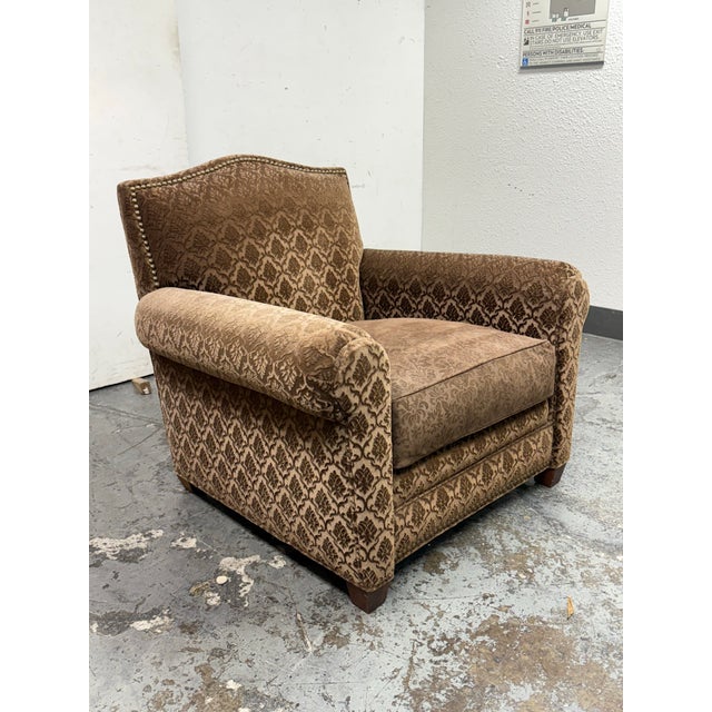 Contemporary Custom Design Cut Mohair + Suede Lounge Chair + Nailhead Trim For Sale - Image 3 of 12