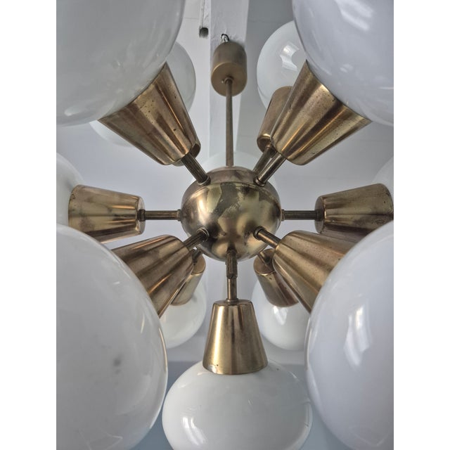 Gold Mid-Century Sputnik Chandelier in Brass and Glass from Kamenický Šenov, Czech, 1960s For Sale - Image 8 of 10