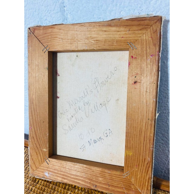 Charming, small painting in fabulous colors! Perfect for a small space or to add to a gallery wall! Would look pretty in a...