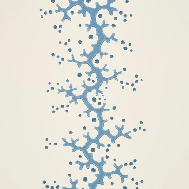 Contemporary SAMPLE - Schumacher Coral Stripe Wallpaper In Blue For Sale - Image 3 of 6