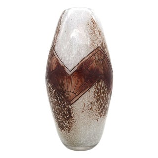 Art Deco Acid Etched Cameo Art Glass Vase from Legras, 1920s For Sale