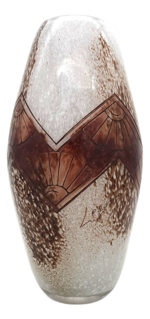 Art Deco Acid Etched Cameo Art Glass Vase from Legras, 1920s