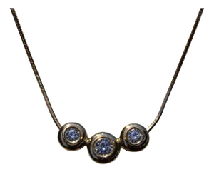 The Kaplan: Yellow Gold Bezel Set Three Diamond Necklace
