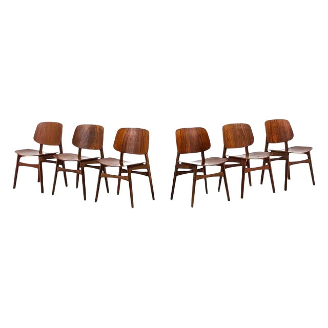 Danish Shell Dining Chairs by Børge Mogensen for Søborg Møbler, Set of 6 For Sale