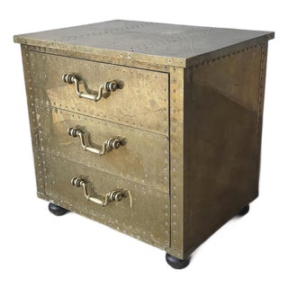 1970s Brass Clad Three-Drawer Chest by Sarreid For Sale