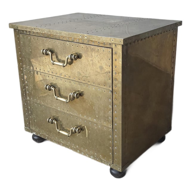 1970s Brass Clad Three-Drawer Chest by Sarreid For Sale