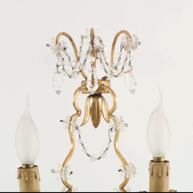 Metal Antique Maria Teresa Swarovski Beaded Sconces, Wien, Set of 2 For Sale - Image 7 of 10