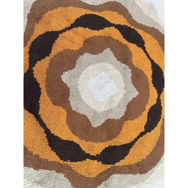 Textile Vintage French Round Hand-Knotted Cogolin Rug, 1960s For Sale - Image 7 of 18