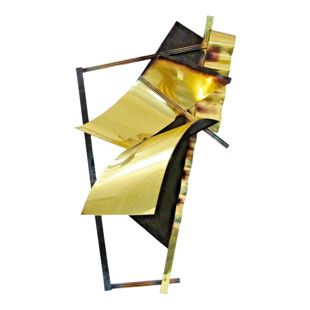 1989 Signed Curtis Jere Copper and Brass Wall Sculpture For Sale