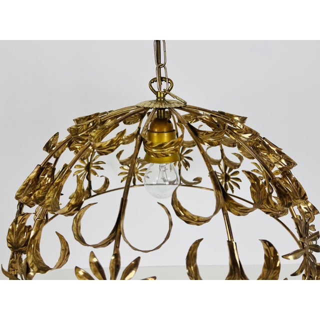 Florentine Flower Shape Pendant Lamp Attributed to Banci Firenze, 1970s For Sale - Image 6 of 11