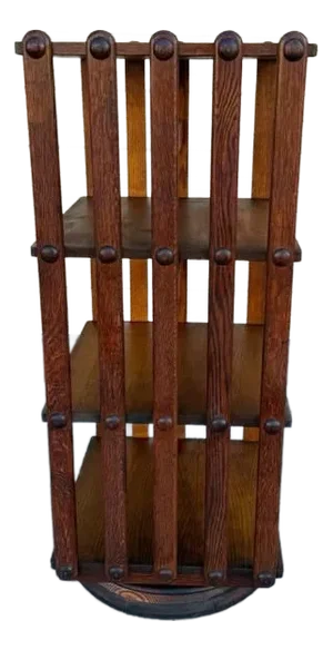 Antique Arts & Crafts Mission Oak Spinning Revolving Bookcase