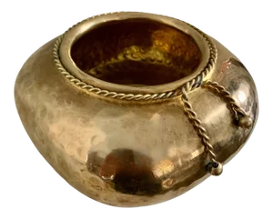 Italian Hammered Brass & Brass Rope Jardiniere