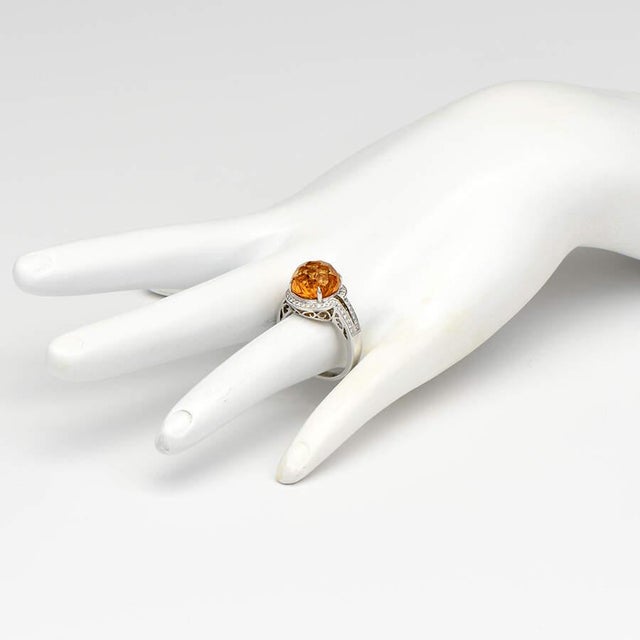 2010s 14KW Citrine(6.20) & Diamond(0.24) Ring, size 7 For Sale - Image 5 of 5