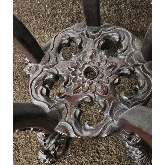 Mid 19th Century 19th Century Chinese Qing Carved Rosewood and Marble Inset Stand For Sale - Image 5 of 7