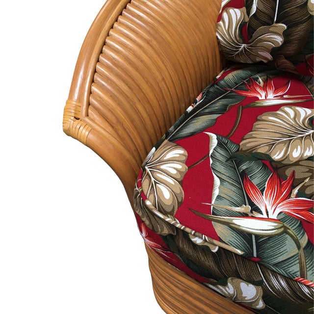 Art Deco Style "Hawaii" Rattan Fan Arm Three-Seat Sectional Sofa For Sale In Los Angeles - Image 6 of 7
