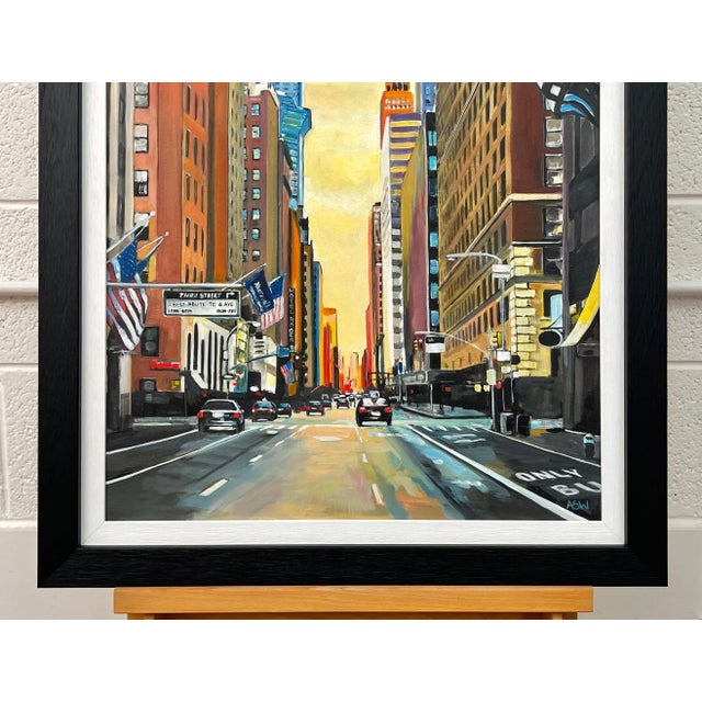 Textile Chrysler Building 42nd Street New York City at Sunset With Golden Yellow Sky by Contemporary British Artist For Sale - Image 7 of 12