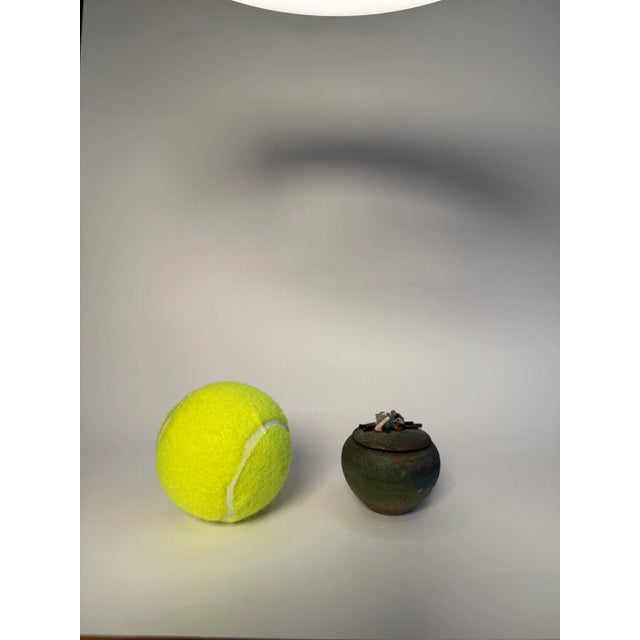 Modern Asian Raku & Polished Stone Small Lidded Jar For Sale - Image 11 of 11
