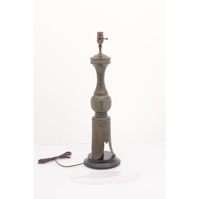 Striking Pair of Patinated Bronze Table Lamps by Marbro Lamp Co. - 1950s For Sale - Image 10 of 12