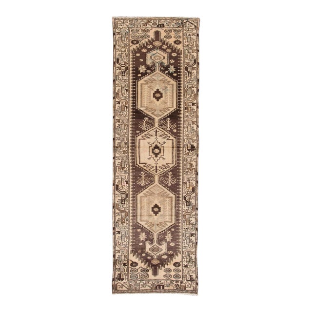 Vintage Hamadan Handmade Wool Runner For Sale