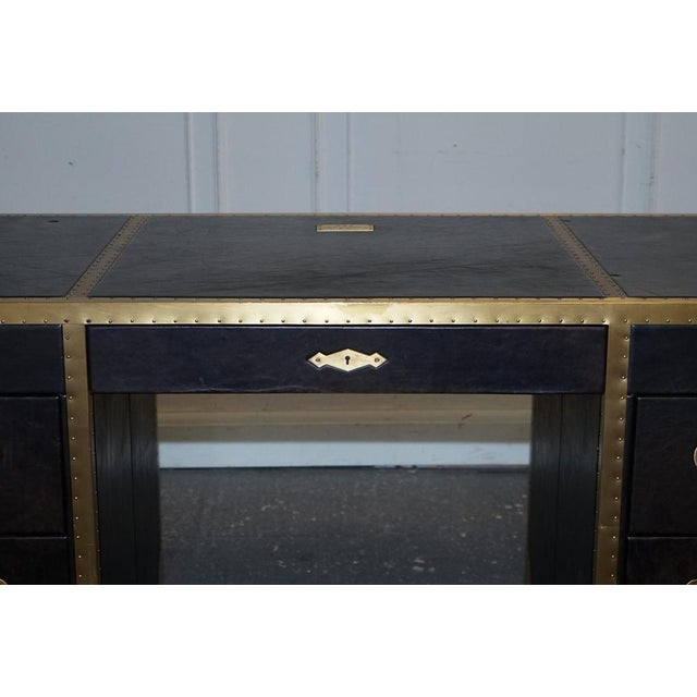 Cumberland Collection Desk in Aged Leather with Red Velvet Lining from Timothy Oulton For Sale - Image 15 of 18