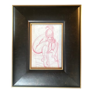 1970’s Original Abstract Female Nude Portrait Drawing For Sale