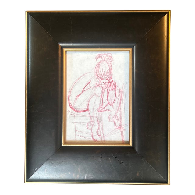 1970’s Original Abstract Female Nude Portrait Drawing For Sale