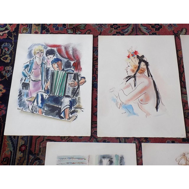 This set of five (5) mid 20th century hand colored folio size lithographs by Andre Dignimont (USA, France 1891-1965...