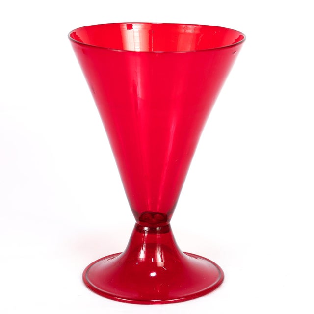 Red Set of 12 Red Venetian / Murano Glass Salviati Attributed Wine Goblets or Cups For Sale - Image 8 of 18