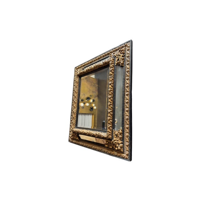 Baroque Dutch Repoussé Baroque Mirror 19th C For Sale - Image 3 of 4
