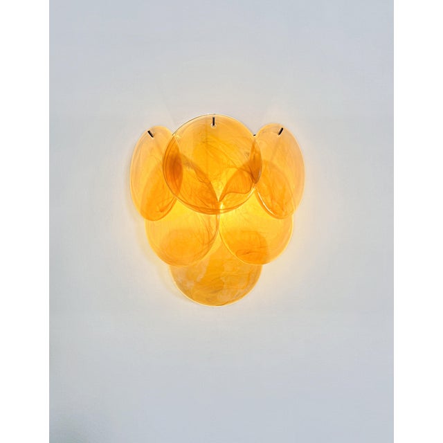 Gold Glass Wall Sconces with Six Alabaster Gold Disks, 1990s, Set of 2 For Sale - Image 8 of 16