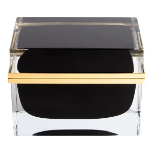 Giant Hand Blown Murano Glass Box in Onyx Black With Brass Fittings