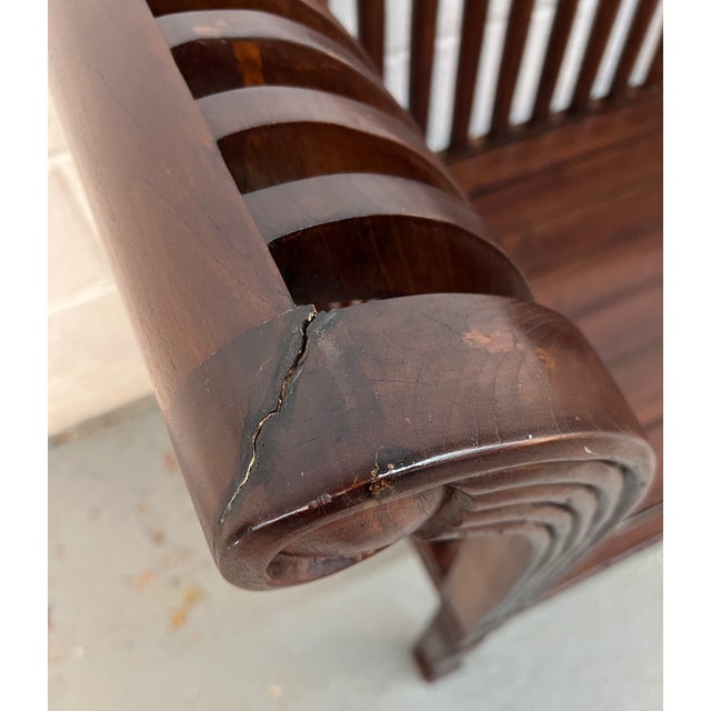 Late 20th Century American Colonial-Style Carved Rollback Bench For Sale - Image 15 of 16