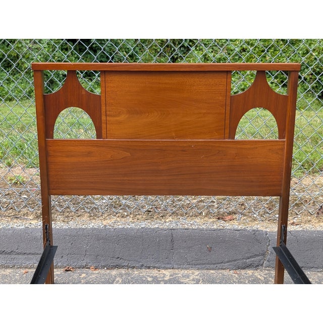 Brown Vintage Mid Century Modern Walnut Twin Bed Frame For Sale - Image 8 of 9