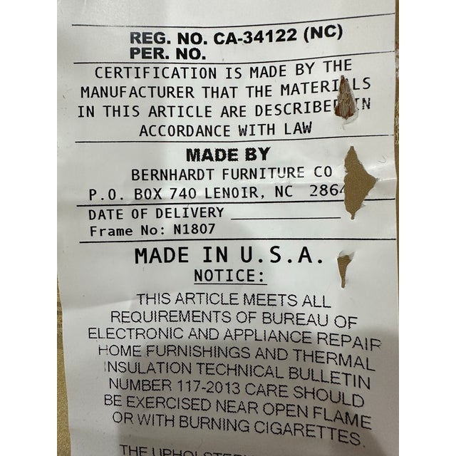 Wood Pair Bernhardt Prentiss Pinstripe Velvet Arm Chairs For Sale - Image 7 of 7