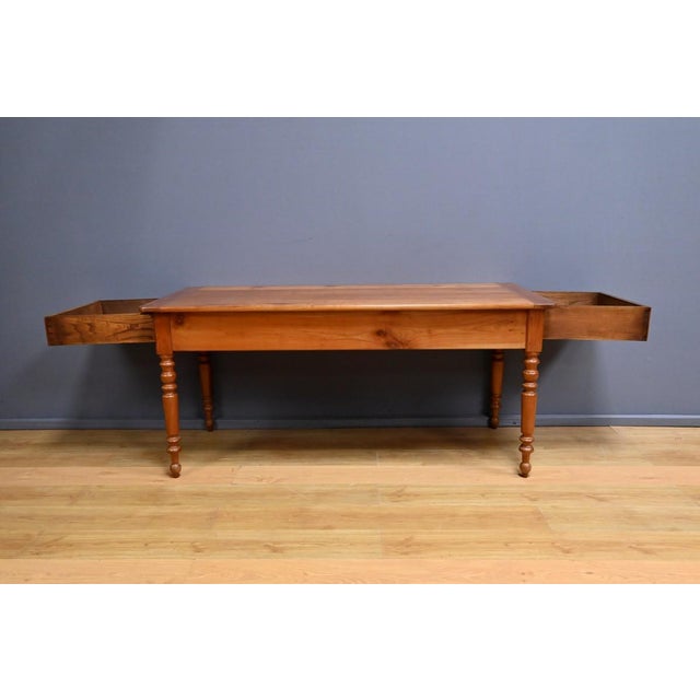 Brown Late 19th Century Cherrywood Farmhouse Table For Sale - Image 8 of 18