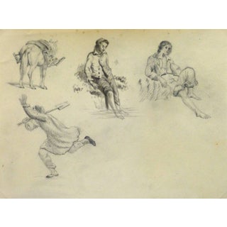 French Drawing - Figure Study For Sale