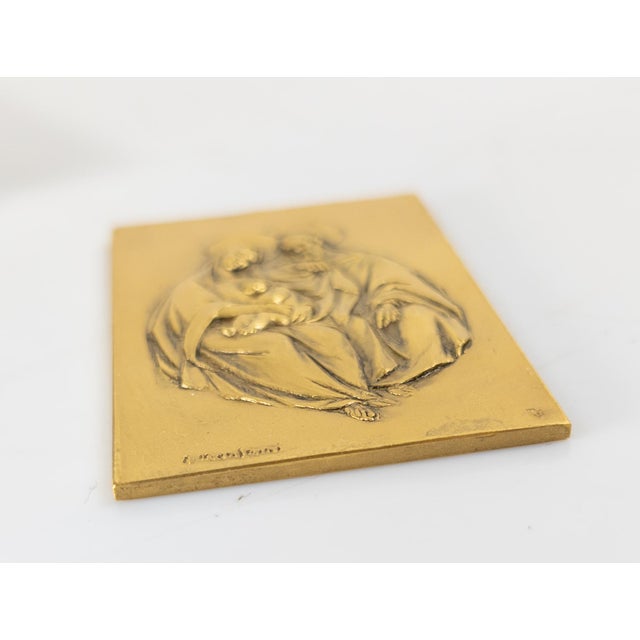 Metal Mid-Century Italian Gilt Bronze Religious Plaque in Case by Enrico Manfrini For Sale - Image 7 of 13
